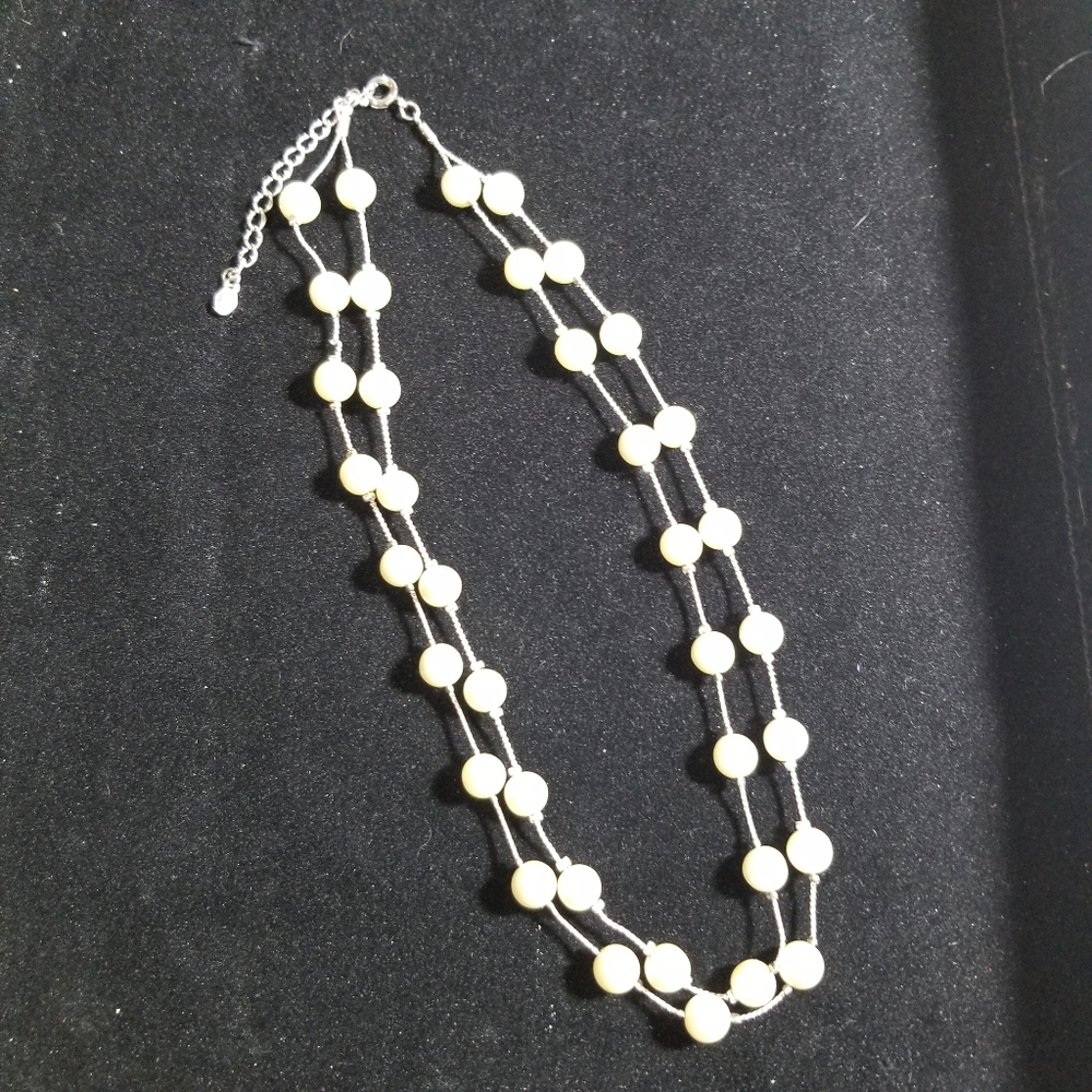 Vintage Monet Double Strand Faux Pearl Necklace 16